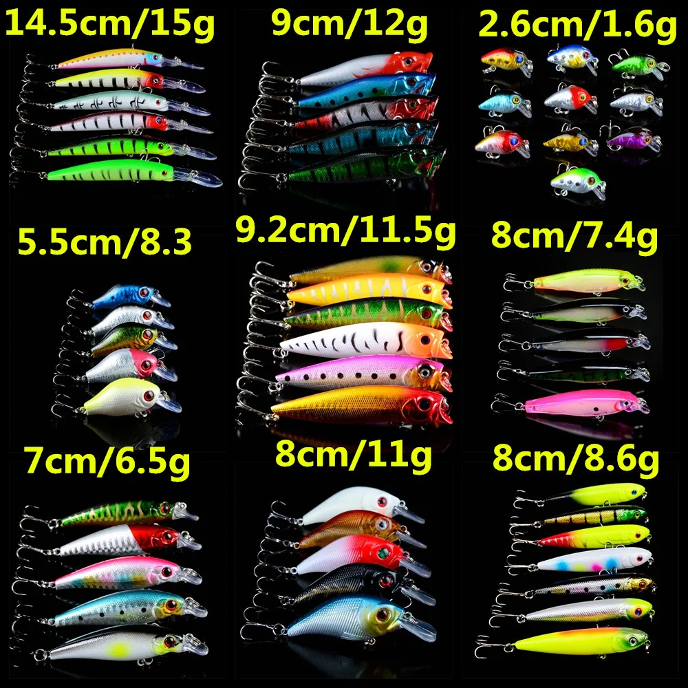 Искусственные приманки 54 шт./лот 9 моделей воблеры оптовая продажа H-T128 | Спорт и