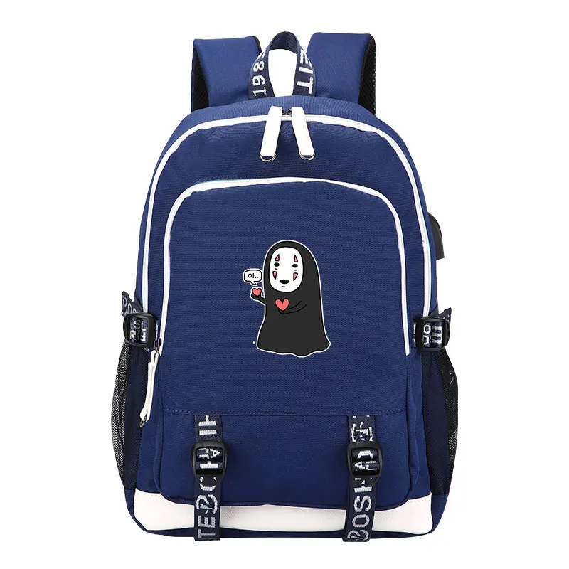 5 Унесенный призраками, рюкзак с принтом «No Face Man», Kawaii Totoro, женский милый рюкзак с usb зарядкой, рюкзак для ноутбука, Брезентовая школьная сумка - Цвет: 5