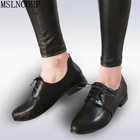 plus size 34 50 oxford shoes for women round toe lace up casual shoes spring and autumn retro soft leather loafers shoes