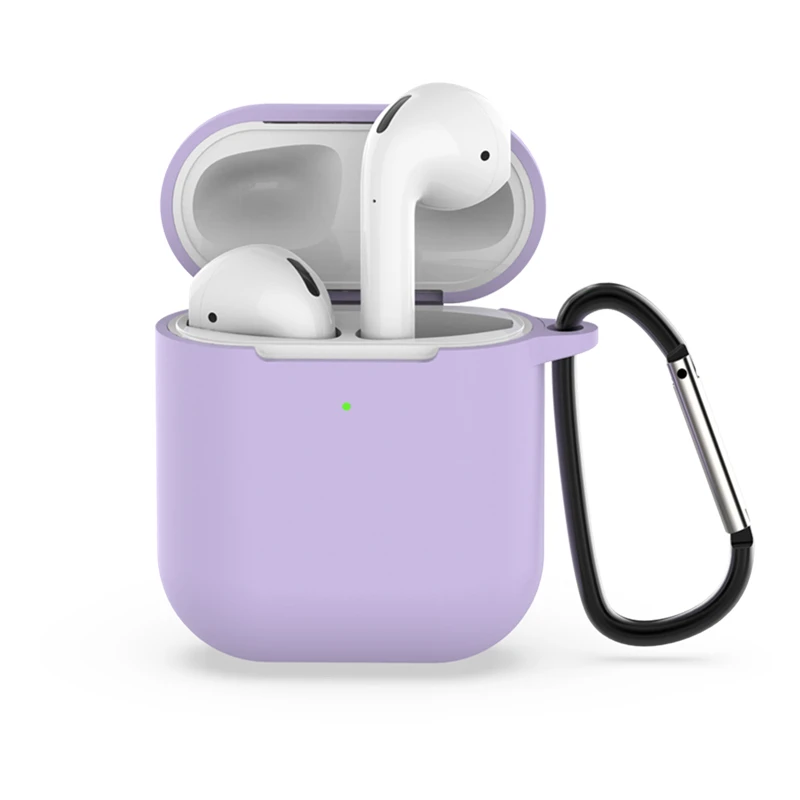 08 Для AirPods чехол Bluetooth беспроводные наушники аксессуары чехол для Apple Airpods 2 сплошной цвет Мягкий ТПУ защитный чехол с кольцом - Цвет: 08