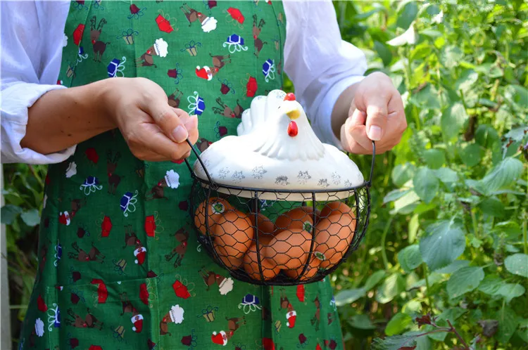 Керамическая подставка для яиц куриная проволока корзина фруктов креативная