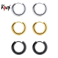 kpop hoop earrings set minimalist jewelry stainless steel gold color small circle earrings for women size 10mm 16mm 20mm 3ge10