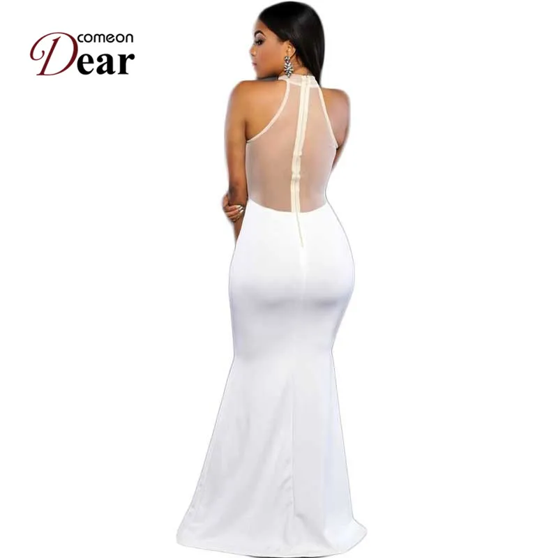 Длинное платье-макси Comeondear кремовое и белое кружевное платье без рукавов VK1037