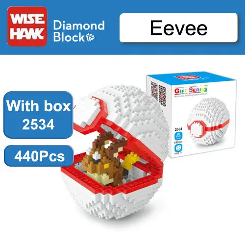 Wisehawk мяч Go Пикачу чармандер Eevee блоки здание Brinquedo детская игрушка фигурки аниме модель мультфильм ребенок подарок - Цвет: Eevee with box
