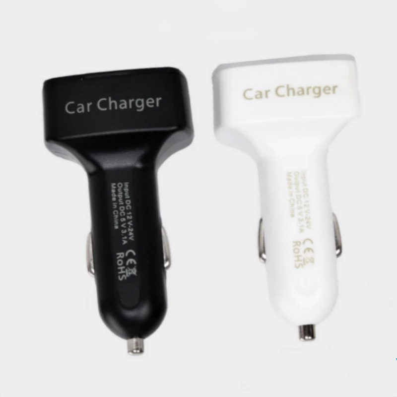 Автомобильное зарядное устройство 4 в 1 со светодиодным дисплеем и двумя USB