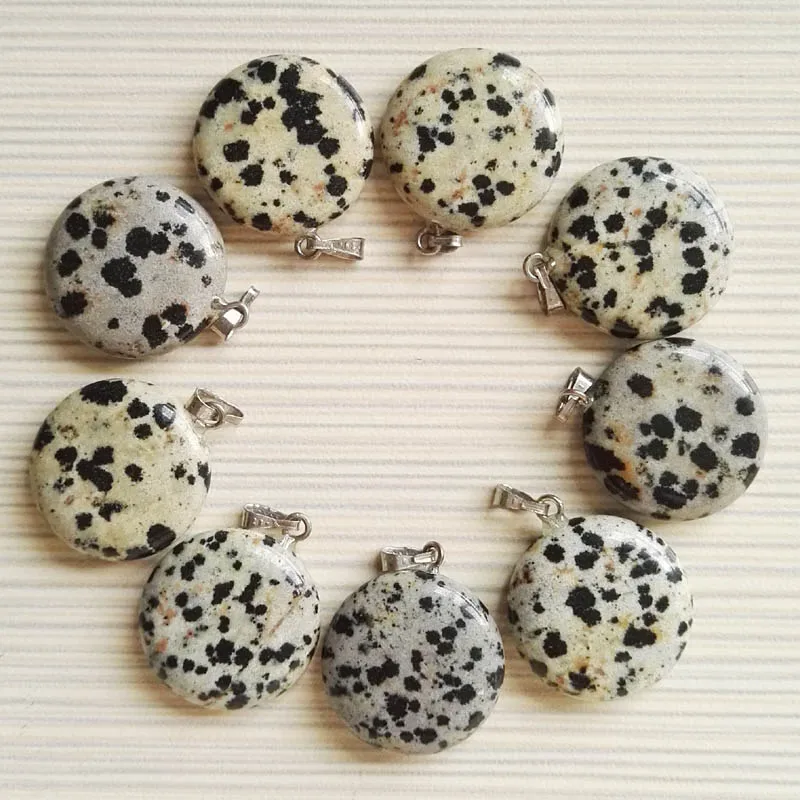 

Wholesale fashion 20MM round spot natural stone pendant charm Good Quality women diy Jewelry accessories 50pcs/lot free shipping