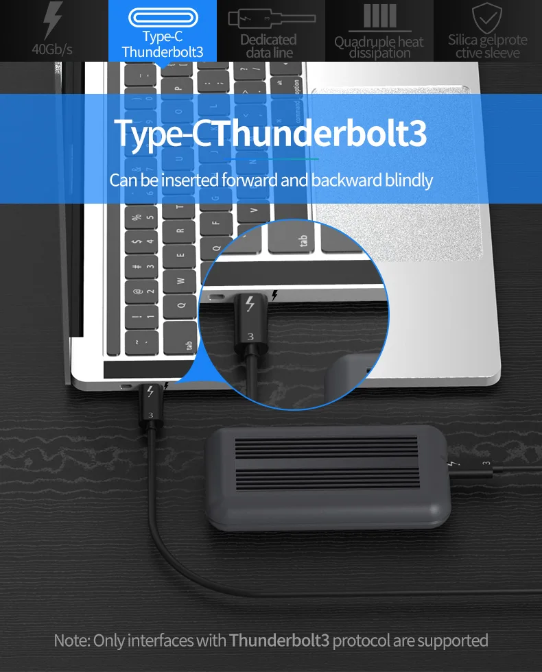 PCIe thunderbolt 3 m.2 NVME корпус ssd чехол NVME с thunderbolt 3 TYPE-C кабель TYPE C 3,1 USB3.1 M.2 PCIE SSD