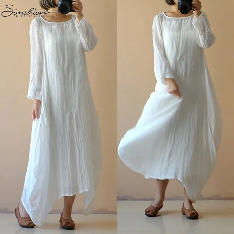 2018 для женщин Ретро хлопок белье платье Boho Стиль повседневное O средства ухода за