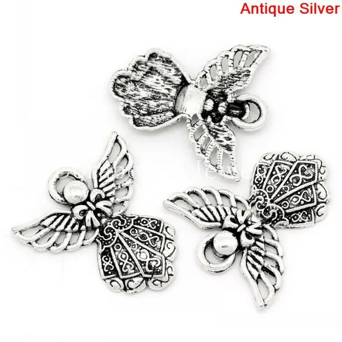 Doreen Box hot Charm подвески Angel Серебряный цвет 26 мм x 23 50 шт (K03892)|angel silver|pendant silversilver angel