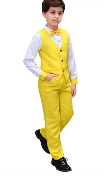 yellow boys Детский Школьный костюм с цветами для девочек и мальчиков; цвет белый, красный; деловой костюм принцессы для танцев; комплекты одежды; костюм для девочек и мальчиков; Новинка - Цвет: yellow boys