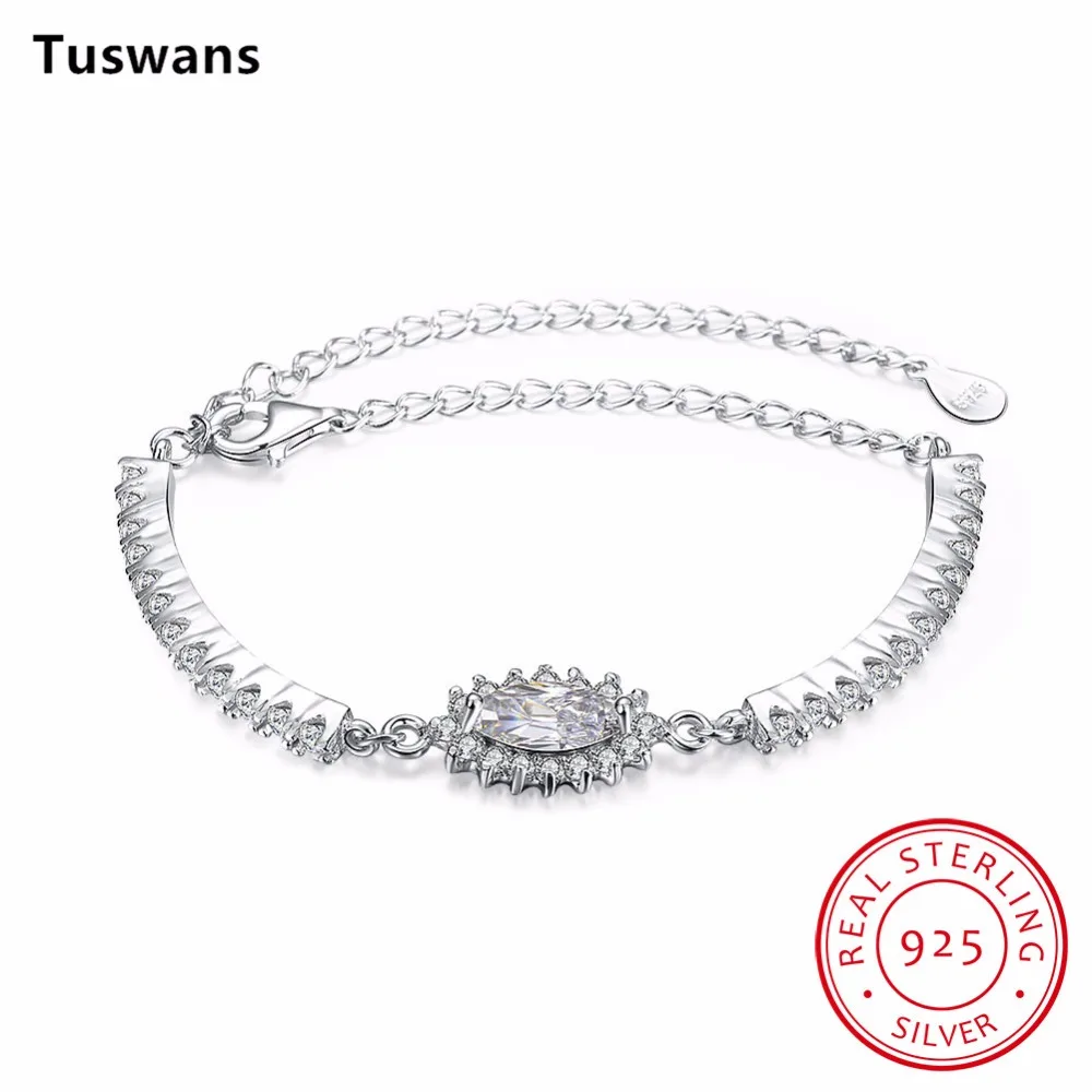 Нежные сверкающие высококачественные браслеты из чистого серебра 925 пробы AAA