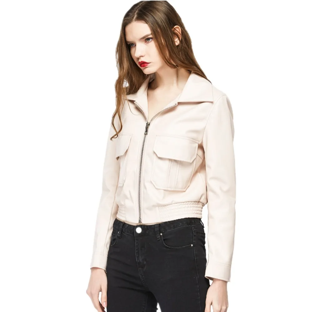 2017 Женская куртка из искусственной кожи модный бренд тонкий уличный стиль с