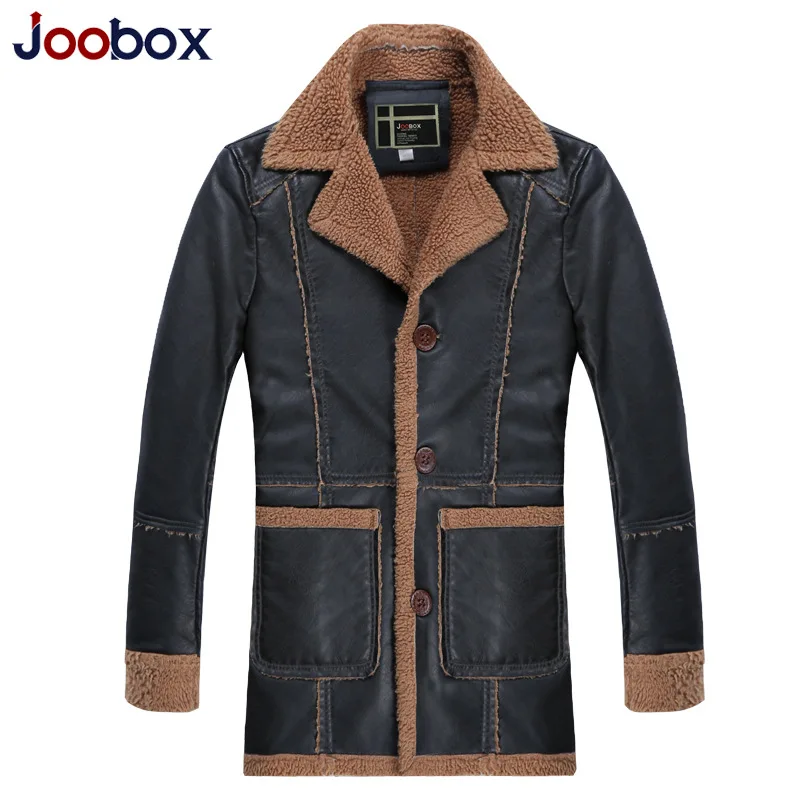 JOOBOX роскошный бренд Повседневный из кожзаменителя мужские парки теплые толстые