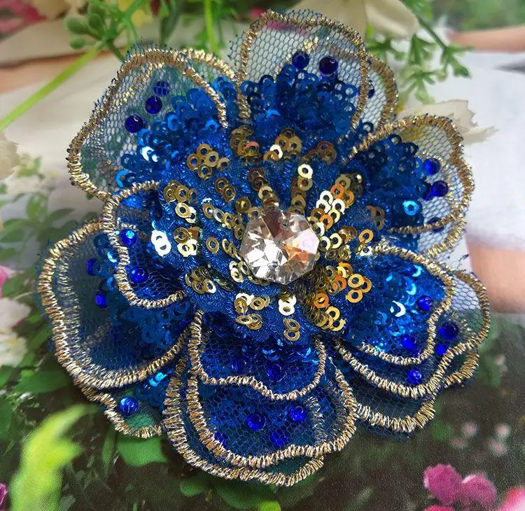 9 см многоцветный 3D расшитый блестками цветок вышивка блестка патч аппликация