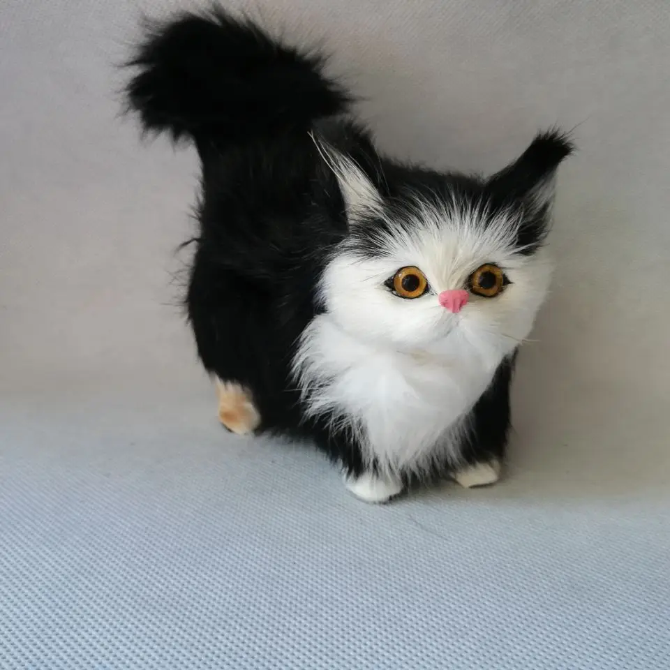 Черный В реальной жизни toy около 12x13 см cat модель полиэтилен и меха кошка модель домашнего украшения реквизит, подарок h1258 - Цвет: Черный