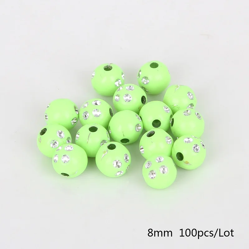 Grass Green 100 шт 8 мм Разноцветные круглые стразы круглые акриловые бусины для поделок украшение для альбома - Цвет: Grass Green