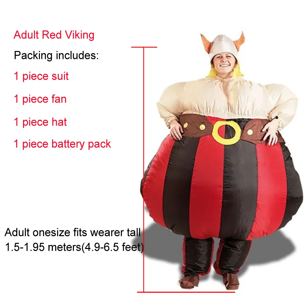 Adult Red Viking JYZCOS надувной костюм Грим жнец костюмы на Хэллоуин для женщин и мужчин Детский карнавальный костюм - Цвет: Adult Red Viking
