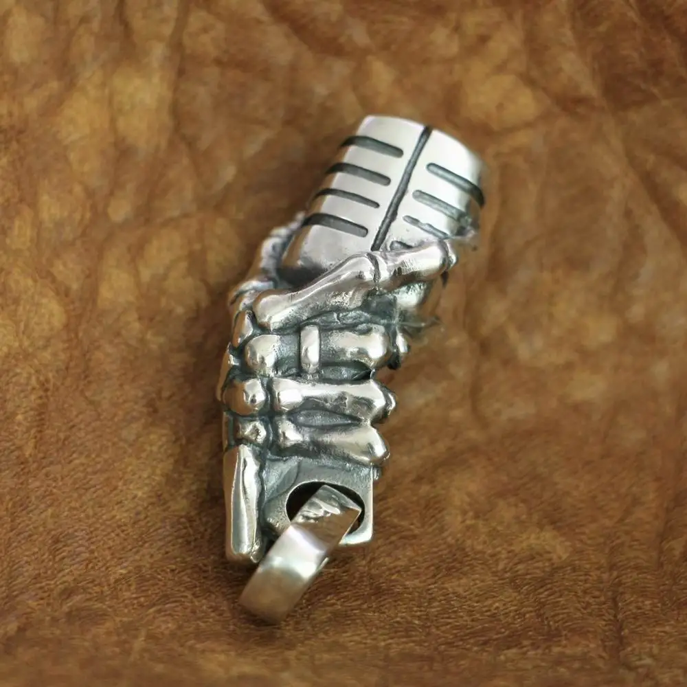 Искусственный серебристый микрофон с изображением черепа|Подвески| |