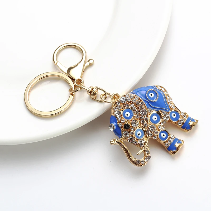 Счастливый глаз слон брелок полый кристалл сглаза золотого цвета для ключей
