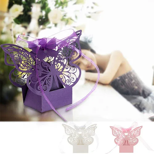 20 шт элегантный вырез бабочка коробка для конфет с лентами дня рождения свадьбы |