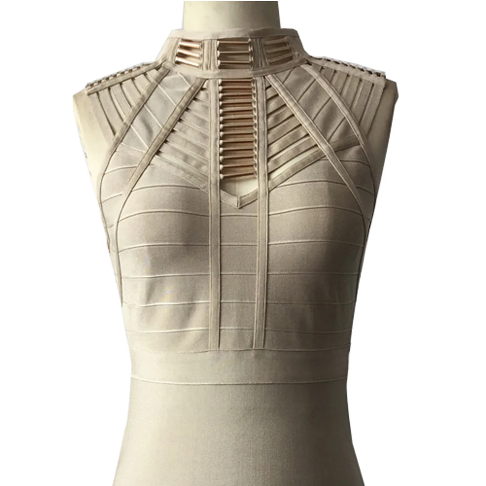 KAOUYOU облегающее Бандажное платье сексуальное открытое мини без рукавов с высоким