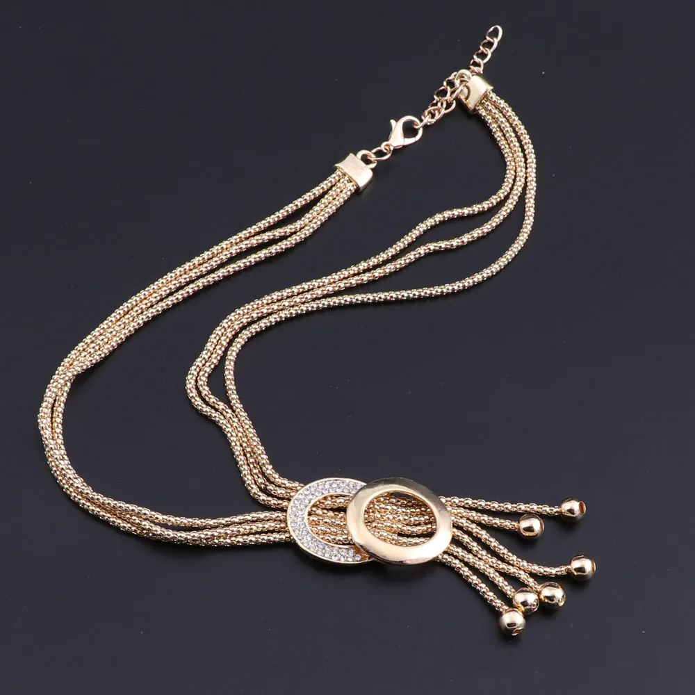 OEOEOS Jewelry Sets Dubai Gold Color Wedding For Women Brides Jewelery Costume Crystal Necklace Earrings | Украшения и аксессуары