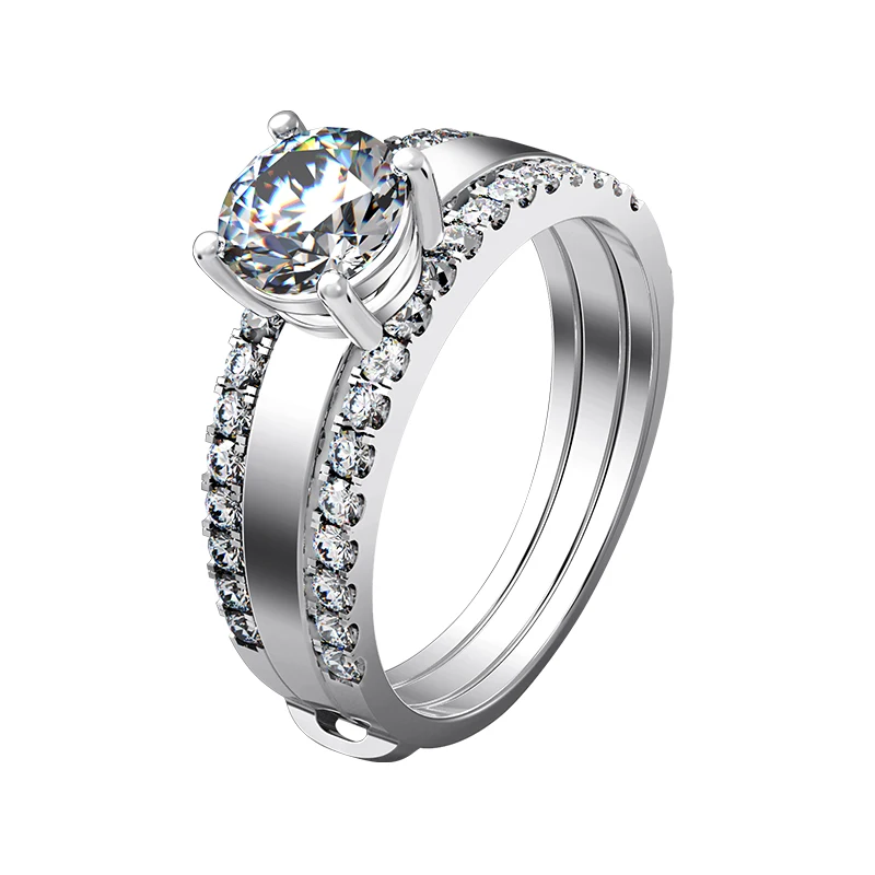 

Набор Колец женские 1CT 6,5 мм G-H C & C кольца с муассантом кольцо из стерлингового серебра 925 пробы Белое Золото Цвет Свадебные украшения лучший ...