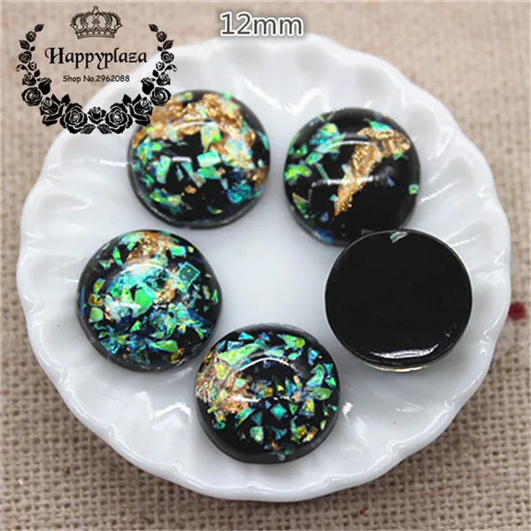 black 50pcs 50 шт. 12 мм смесь цветов смолы блестящая Морская раковина заполненная Круглая Плоская задняя часть Кабошон DIY Кнопка/ремесло Scrabooking аксессуар - Цвет: black 50pcs