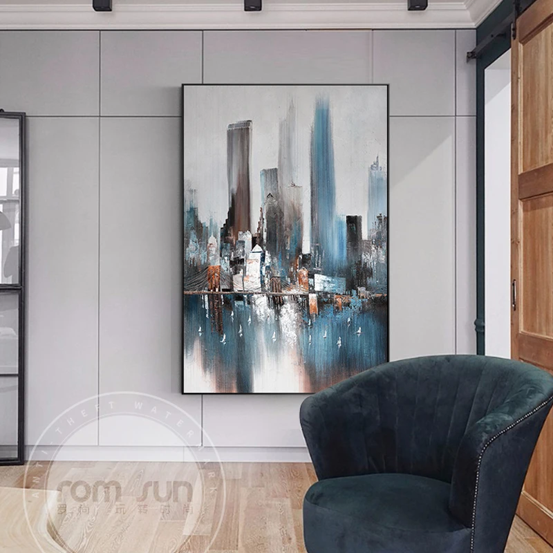 Современное абстрактное здание холст живопись городской пейзаж плакат печать