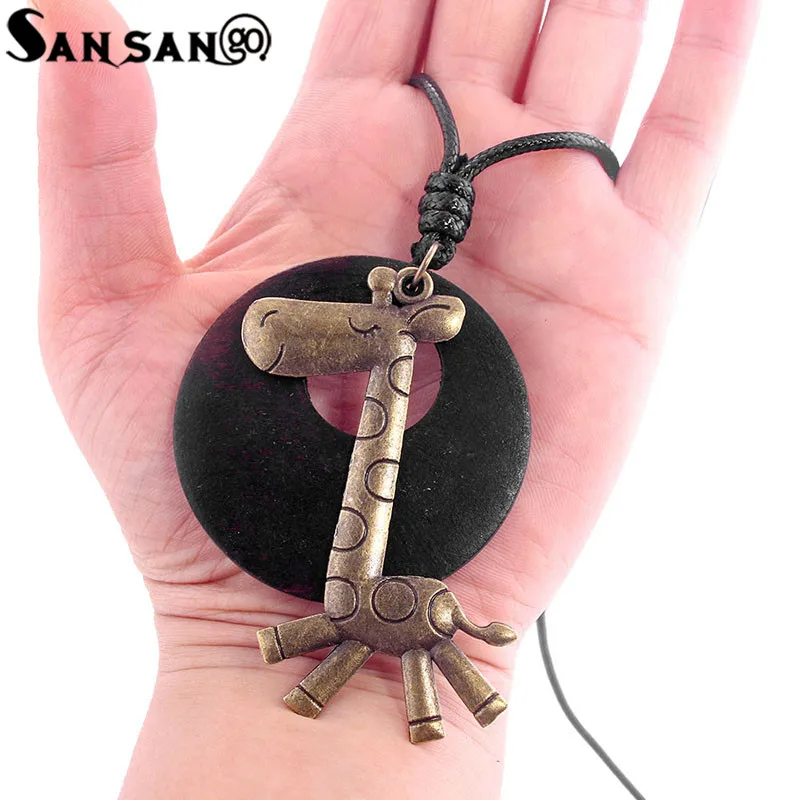 Модные подвески из сплава с изображением жирафа оленя полый круглый женский