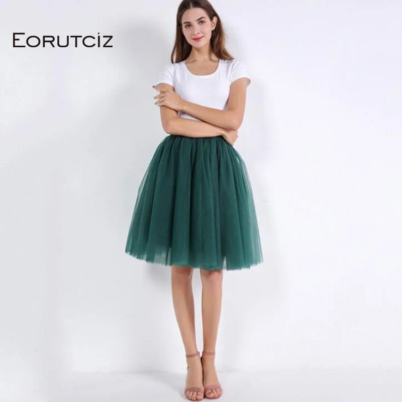 

EORUTCIZ Spring Tutu Tulle Skirt Women Pleated Summer Slim High Waist Skirt Vintage Elastic Mesh Black Skirts LM303