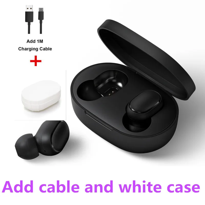 cable ad white case Оригинальные Xiaomi Redmi AirDots True Беспроводные bluetooth 5,0 наушники DSP активная шумоподавление - Цвет: cable ad white case