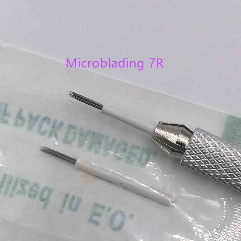 

50pcs 7 Round needles for manual pen Semi permanent makeup manual fog eyebrow needle R7 liner microblading eyebrow pen needles