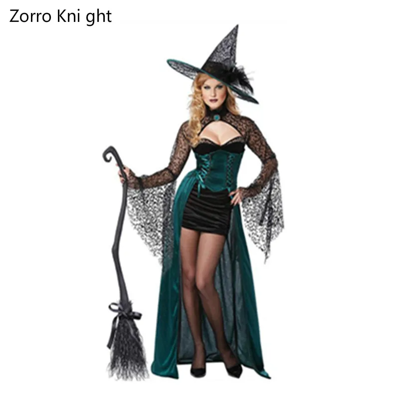 Женский костюм ведьмы для взрослых на Хэллоуин сексуальный модный роскошный