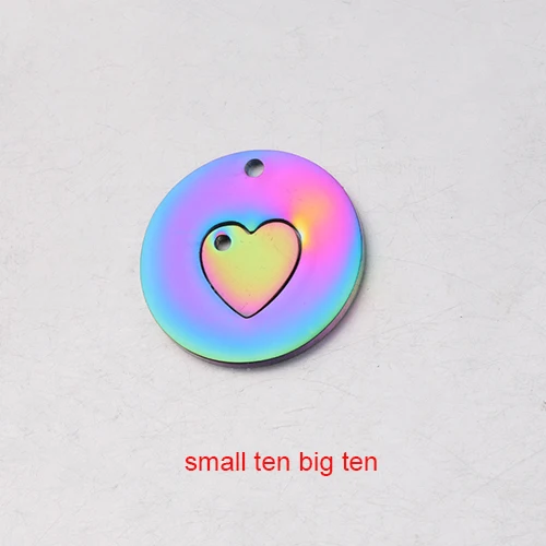 rainbow small big Fnixtar маленькое сердце большое полое Сердце зеркальные шармы из полированной нержавеющей стали DIY Шарм для соответствия 20 шт./лот - Окраска металла: rainbow small big
