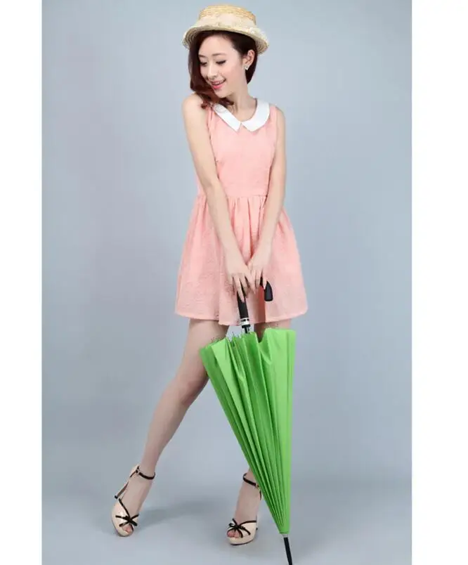 Зонт от солнца цветные длинные зонты с 24 ребрами для гольфа прямой длинной ручкой