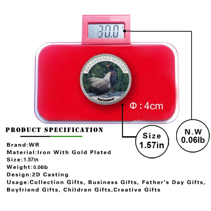 WR подарочные товары для мужчин коричневый Ушастый фазан Милая монета с