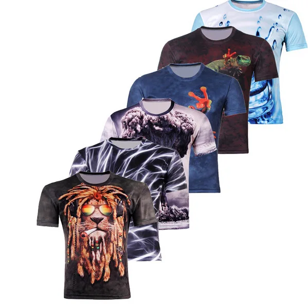 2016 Лето Стиль Мужчины 3D Футболки Майка мужская Рубашка Печати фитнес Спорт Ти Рок