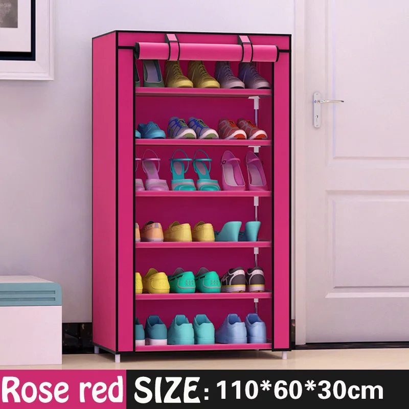 019 rose DIY большой емкости обувной стеллаж без ткани стоящий стеллаж для хранения предотвращения пыли обувной Органайзер обувной шкаф детская обувная стойка - Цвет: 019 rose