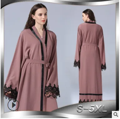 Женское платье кардиган с кружевом Abaya длинное средней длины в стиле пэчворк