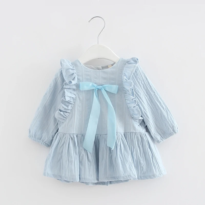 5 шт./партия, детское платье принцессы со складками, праздничные платья для новорожденных девочек одежда для малышей От 0 до 2 лет, синий, розовый, белый
