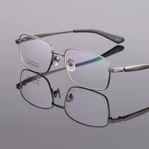 Мужские оправы для очков по рецепту ширина-145 из чистого титана, деловые оправы для очков при близорукости, полная оправа для очков