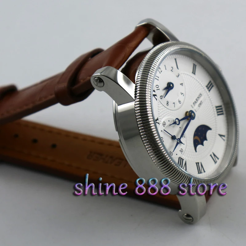 Часы наручные Parnis мужские с белым циферблатом роскошные ручным заводом