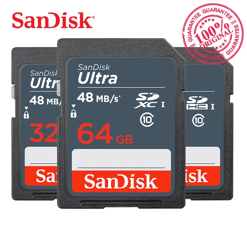 SanDisk Ultra Memory Card SDHC/SDXC SD UHS-I Class10 16GB 32GB 64GB C10 48MB/s Full HD for Camera Camcorder SDUNB | Компьютеры и офис