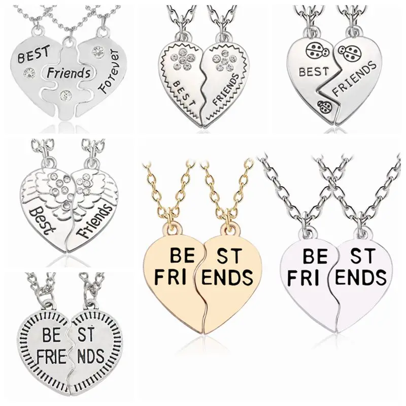 New Fashion 1set(2PCS) Best Friend Heart Pendant Friends Necklace BFF Beads Chain Children Jewelry Girls Gift | Украшения и