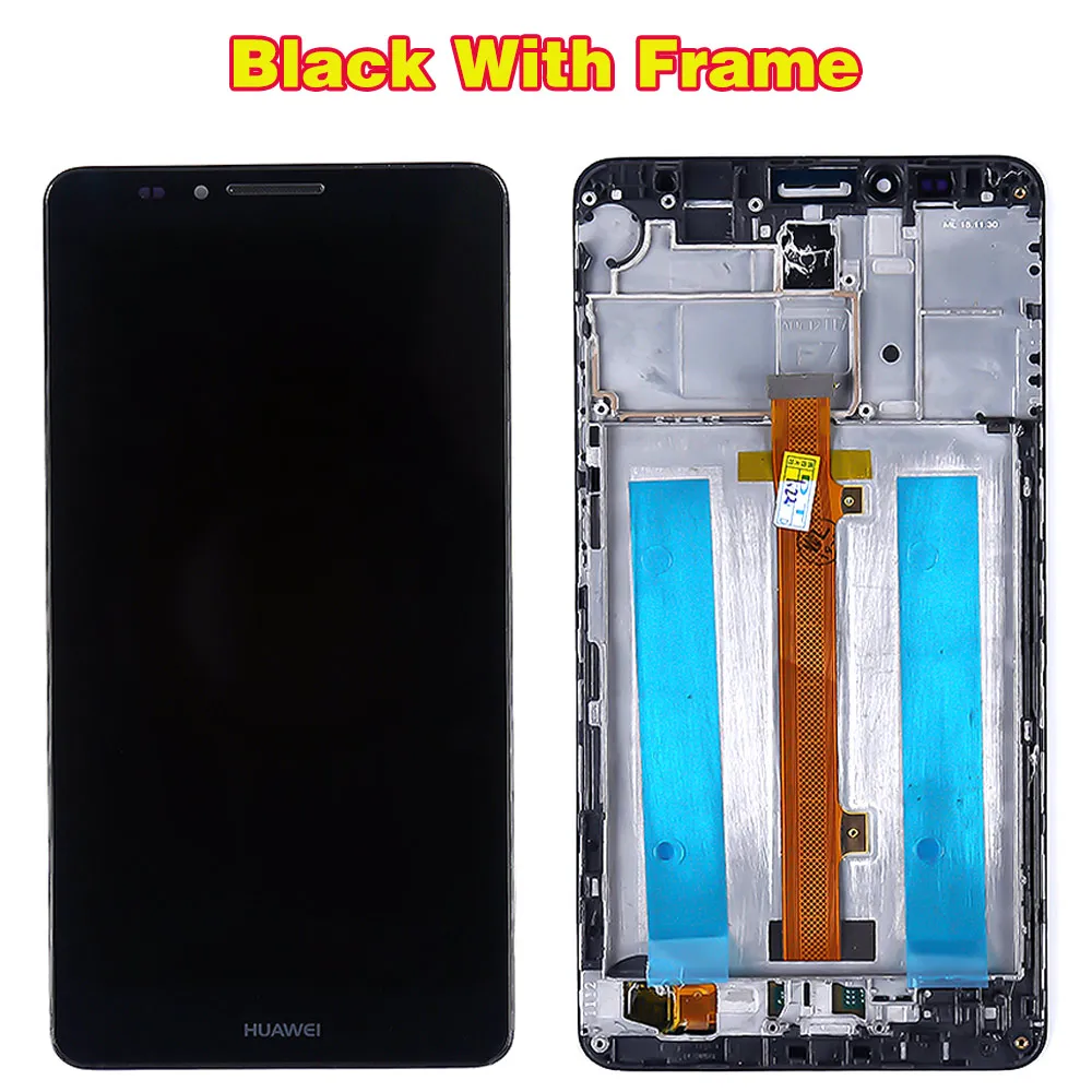 Huawei mate 7 6,0 дюймов lcd дисплей 1920*1080 кодирующий преобразователь сенсорного экрана в сборе рамка mate 7 с бесплатным закаленным стеклом и инструментами