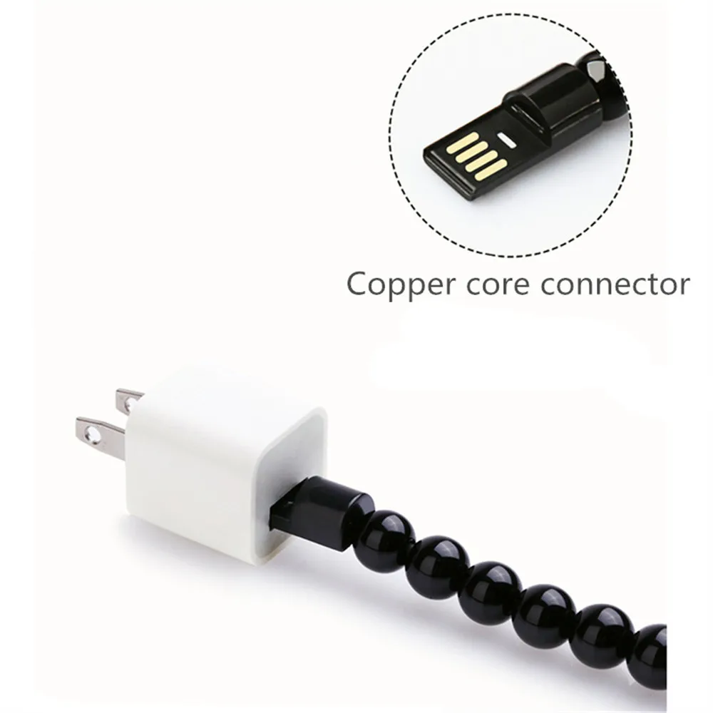 Kuyia USB кабель бусы браслет для iPhone X 8 7 6s 6 Plus 5 5s Micro шнур Type C зарядный Android (5