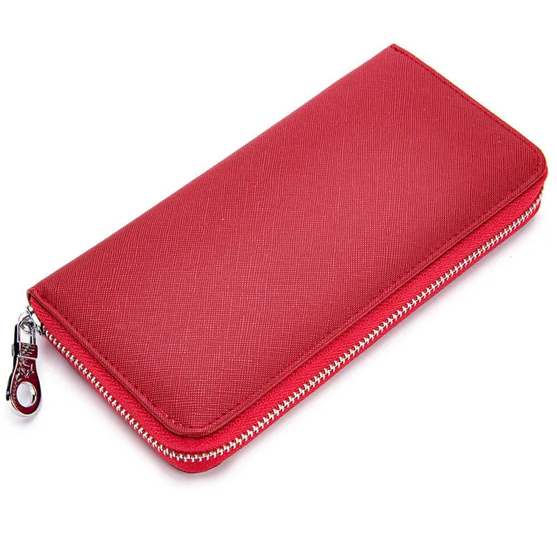 SOUTH GOOSE Men Wallet PU Leather Classic Long Clutch Wallets Male Large Capacity Credit Card Holder Women Travel Passport Purse - Color: Red