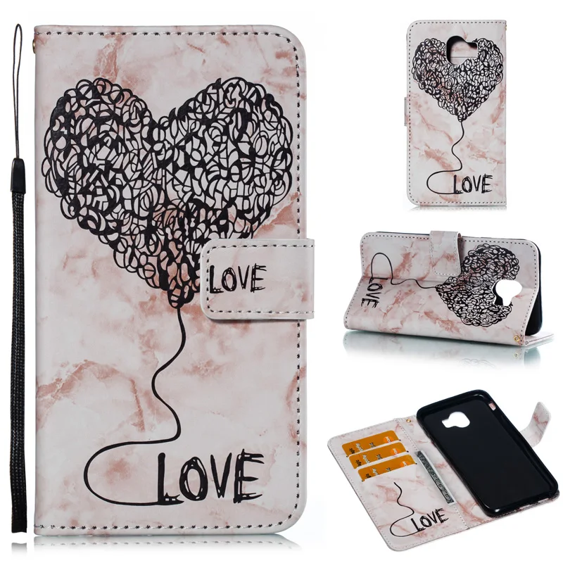 Heart Marble Leather Flip Wallet Case Soft Phone Skins Cover Coque Fundas for Samsung Galaxy J2 J3 J7 2018 US J4 J6 Plus EU | Мобильные