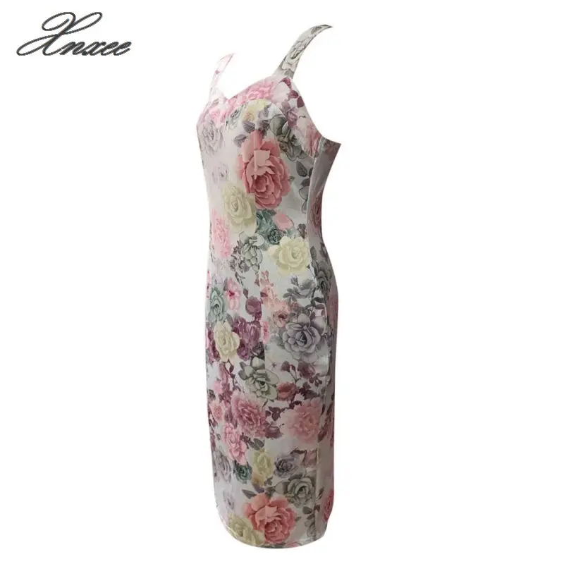 

Womens Summer femininos Print Flower Color Block Sleeveless Dress